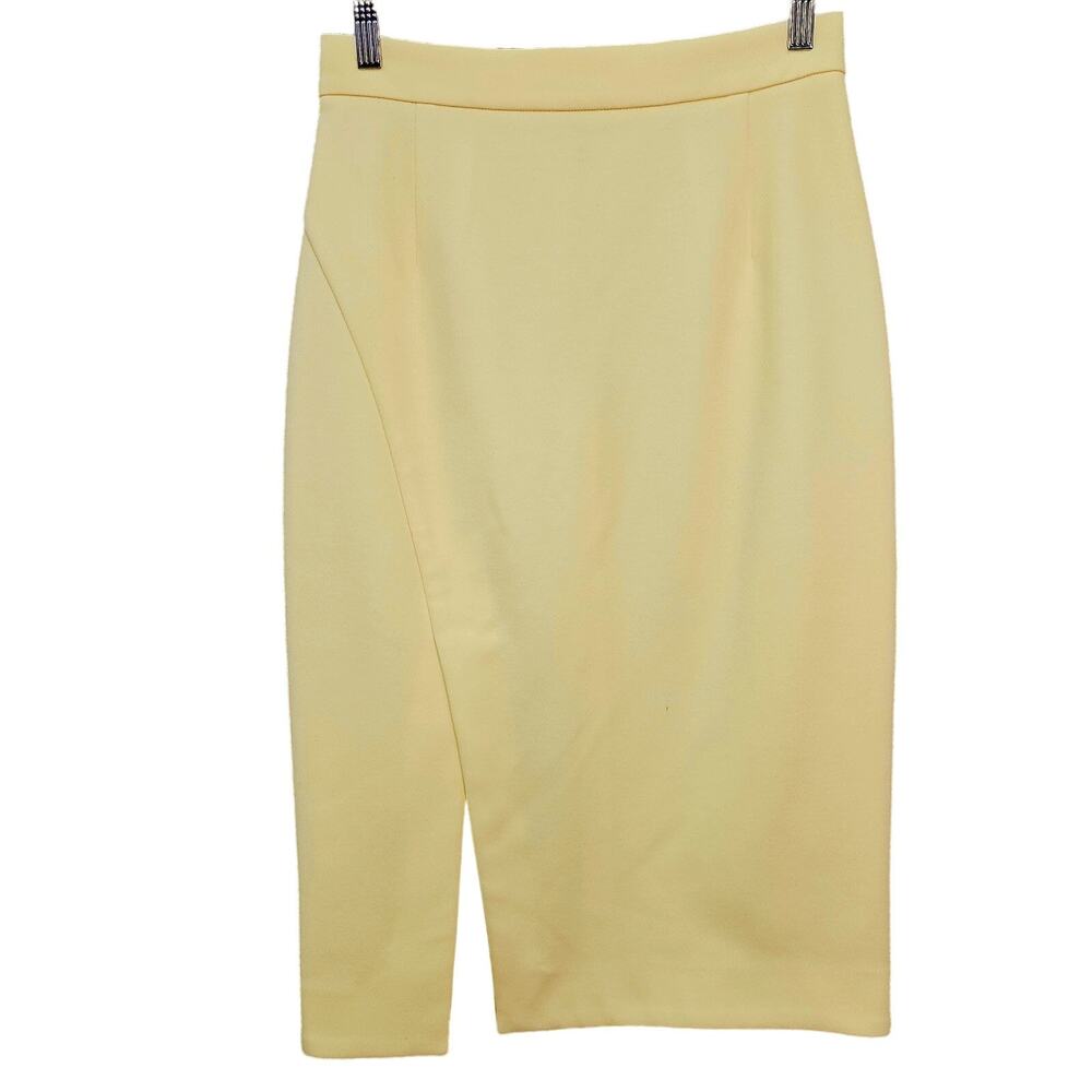 Nicholas Skirt Womens 6 Yellow Pencil Slit Designer Professional Career Office